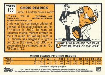 2012 Topps Heritage Minor League #133 Chris Rearick Back