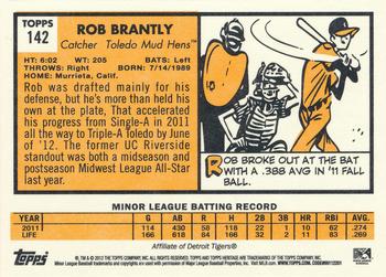 2012 Topps Heritage Minor League #142 Rob Brantly Back