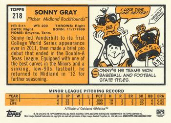 2012 Topps Heritage Minor League #218 Sonny Gray Back