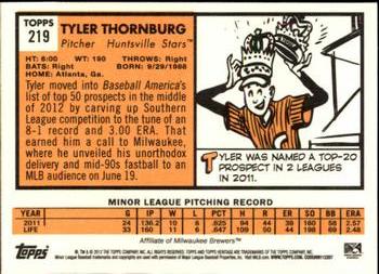 2012 Topps Heritage Minor League #219 Tyler Thornburg Back