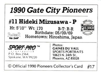 1990 Sport Pro Gate City Pioneers #17 Hideki Mizusawa Back