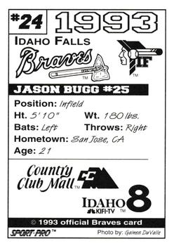 1993 Sport Pro Idaho Falls Braves #24 Jason Bugg Back