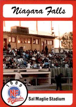 1989 Pucko Niagara Falls Rapids #29 Sal Maglie Stadium Front