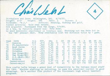 1984 Indianapolis Indians #4 Chris Welsh Back