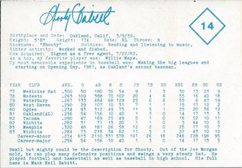 1984 Indianapolis Indians #14 Shooty Babitt Back