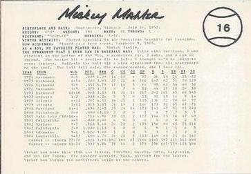 1985 Indianapolis Indians #16 Mickey Mahler Back