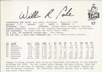 1986 Indianapolis Indians #17 Rodger Cole Back