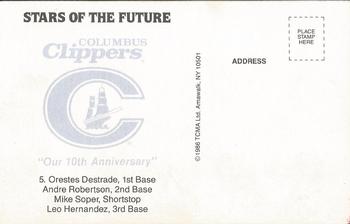 1986 TCMA Stars of the Future #5 Orestes Destrade / Andre Robertson / Mike Soper / Leo Hernandez Back