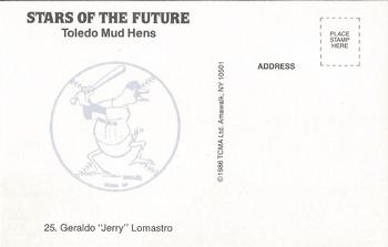 1986 TCMA Stars of the Future #25 Geraldo Lomastro Back