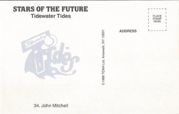 1986 TCMA Stars of the Future #34 John Mitchell Back