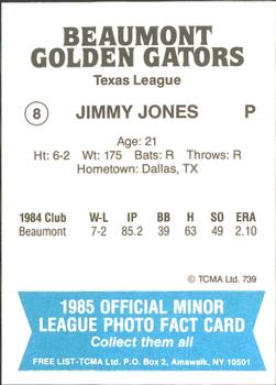 1985 TCMA Beaumont Golden Gators #8 Jimmy Jones Back