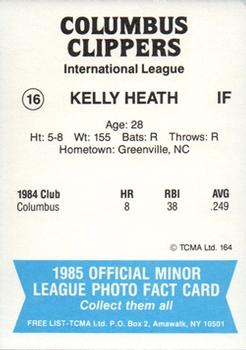 1985 TCMA Columbus Clippers #16 Kelly Heath Back