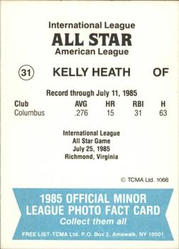 1985 TCMA International League All-Stars #31 Kelly Heath Back
