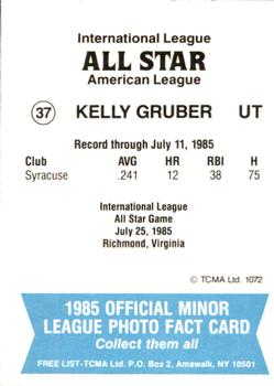 1985 TCMA International League All-Stars #37 Kelly Gruber Back
