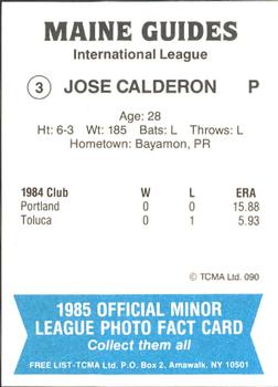 1985 TCMA Maine Guides #3 Jose Calderon Back