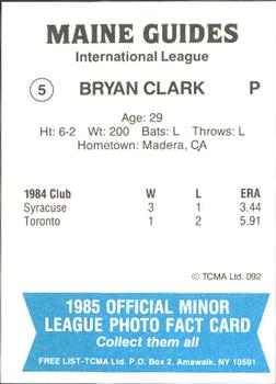 1985 TCMA Maine Guides #5 Bryan Clark Back