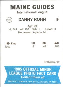 1985 TCMA Maine Guides #22 Danny Rohn Back
