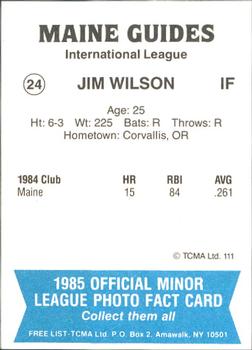 1985 TCMA Maine Guides #24 Jim Wilson Back