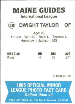 1985 TCMA Maine Guides #28 Dwight Taylor Back