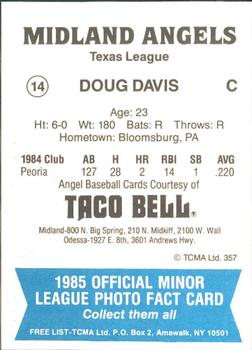1985 TCMA Midland Angels #14 Doug Davis Back