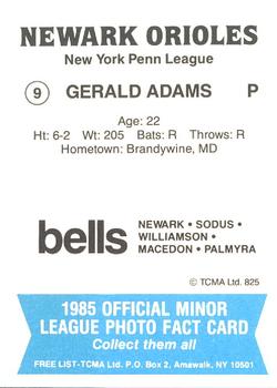 1985 TCMA Newark Orioles #9 Gerald Adams Back