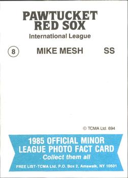 1985 TCMA Pawtucket Red Sox #8 Mike Mesh Back