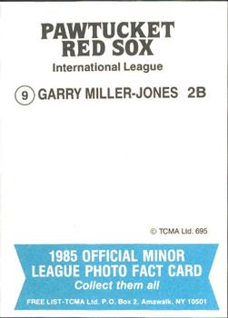 1985 TCMA Pawtucket Red Sox #9 Gary Miller-Jones Back