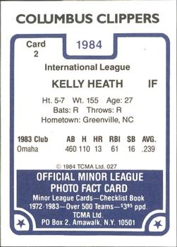 1984 TCMA Columbus Clippers #2 Kelly Heath Back