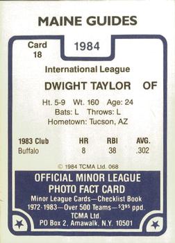 1984 TCMA Maine Guides #18 Dwight Taylor Back