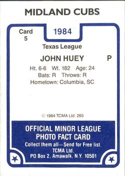 1984 TCMA Midland Cubs #5 John Huey Back