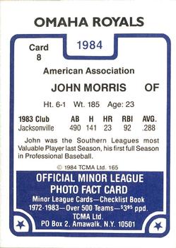 1984 TCMA Omaha Royals #8 John Morris Back
