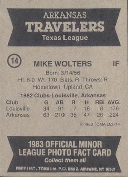 1983 TCMA Arkansas Travelers #14 Mike Wolters Back