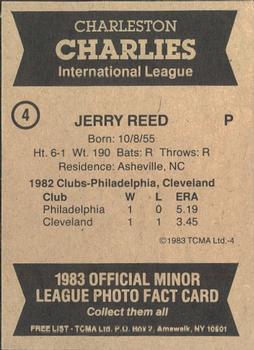 1983 TCMA Charleston Charlies #4 Jerry Reed Back