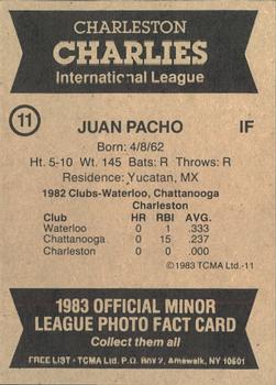 1983 TCMA Charleston Charlies #11 Juan Pacho Back