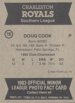 1983 TCMA Charleston Royals #16 Doug Cook Back