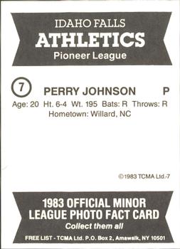 1983 TCMA Idaho Falls Athletics #7 Perry Johnson Back