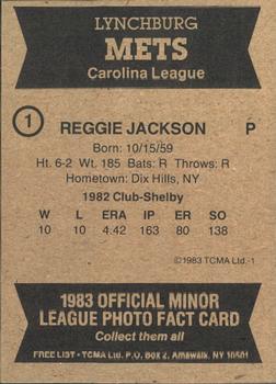 1983 TCMA Lynchburg Mets #1 Reggie Jackson Back