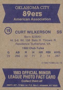 1983 TCMA Oklahoma City 89ers #19 Curt Wilkerson Back