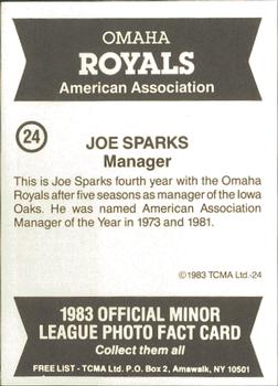 1983 TCMA Omaha Royals #24 Joe Sparks Back