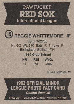 1983 TCMA Pawtucket Red Sox #19 Reggie Whittemore Back