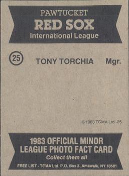 1983 TCMA Pawtucket Red Sox #25 Tony Torchia Back