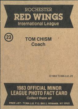 1983 TCMA Rochester Red Wings #23 Tom Chism Back