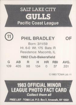 1983 TCMA Salt Lake City Gulls #11 Phil Bradley Back