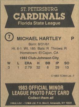 1983 TCMA St. Petersburg Cardinals #7 Michael Hartley Back