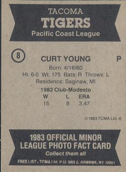 1983 TCMA Tacoma Tigers #8 Curt Young Back
