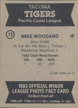 1983 TCMA Tacoma Tigers #13 Mike Woodard Back