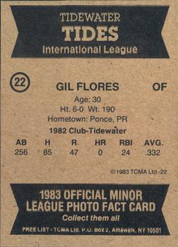 1983 TCMA Tidewater Tides #22 Gil Flores Back