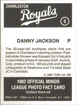 1982 TCMA Charleston Royals #6 Danny Jackson Back