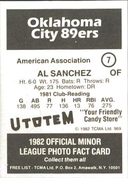 1982 TCMA Oklahoma City 89ers #7 Al Sanchez Back
