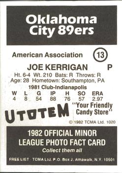 1982 TCMA Oklahoma City 89ers #13 Joe Kerrigan Back